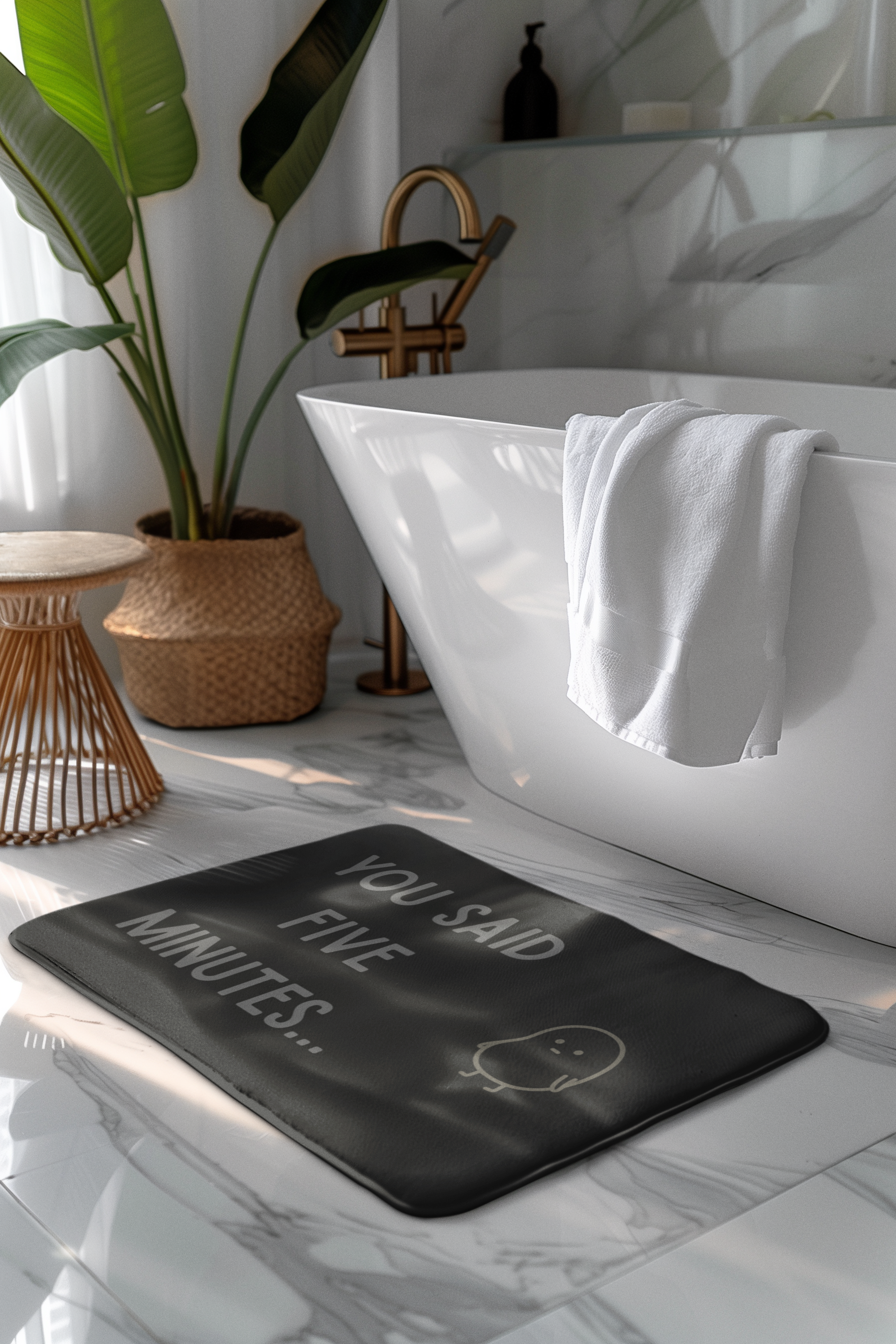 "You Said Five Minutes..." Non-Slip Bath Mat with the cheeky Bean