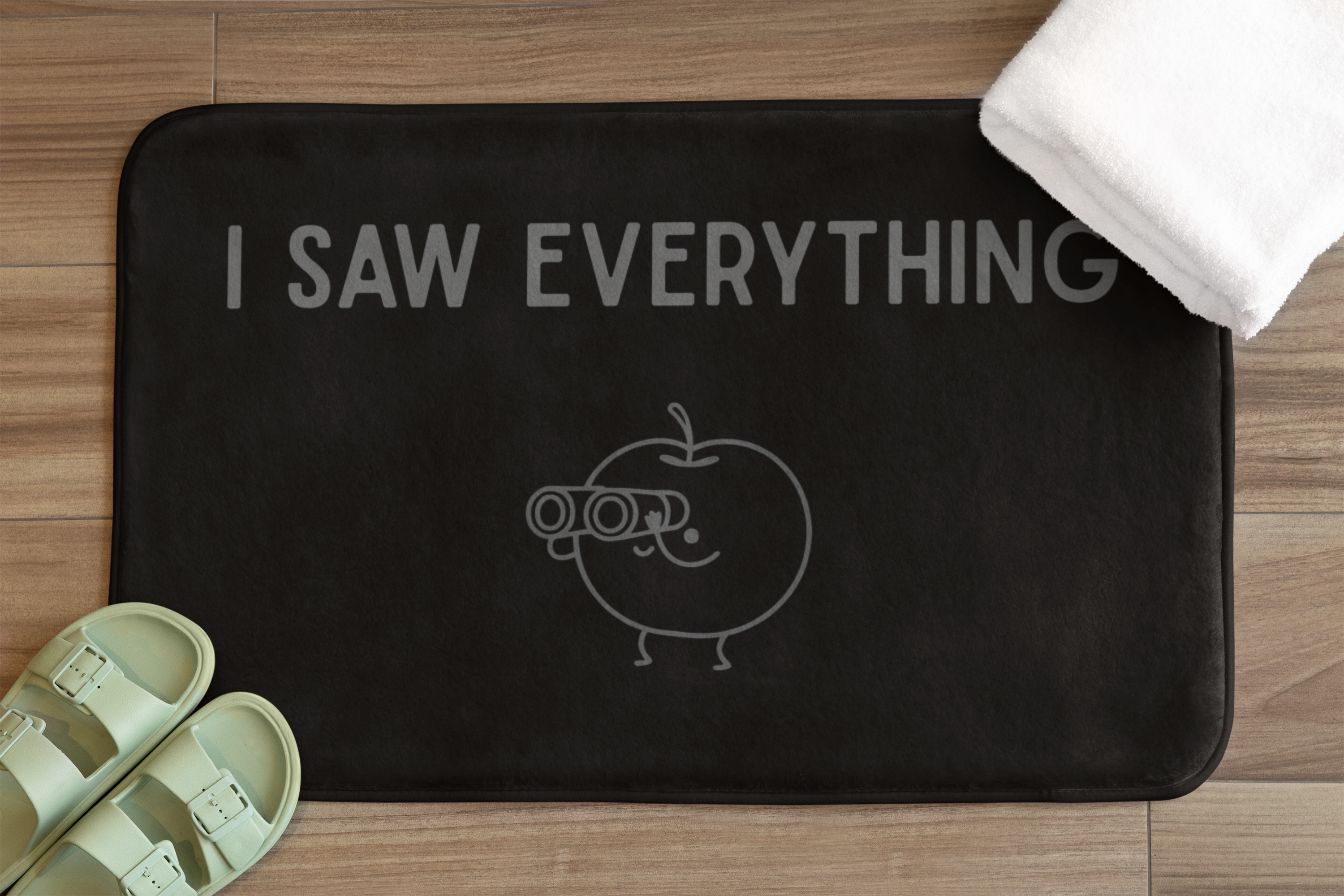 "I Saw Everything" Bath Mat – Funny Cute Bathroom Mat