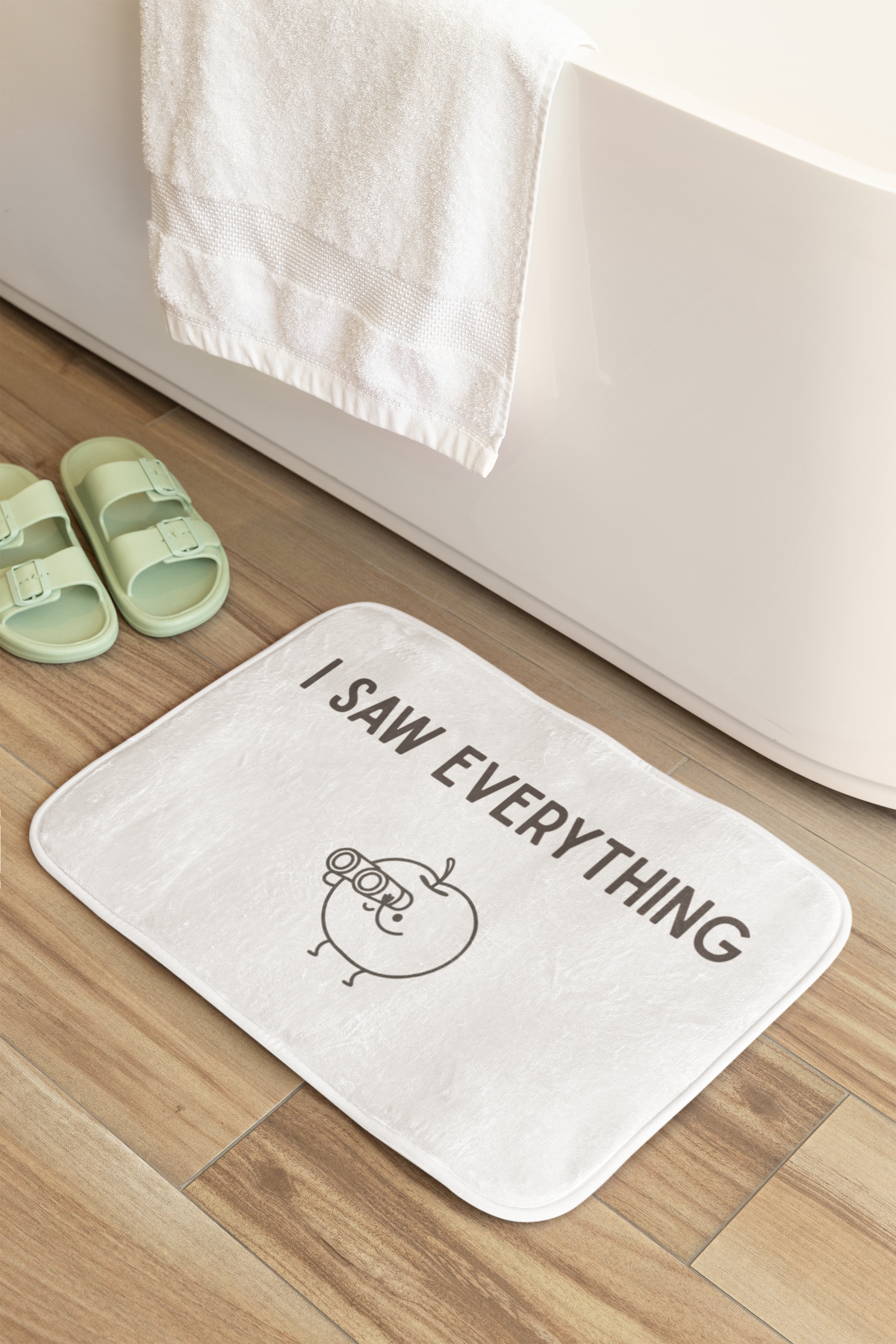 "I Saw Everything" Bath Mat – Funny Cute Bathroom Mat