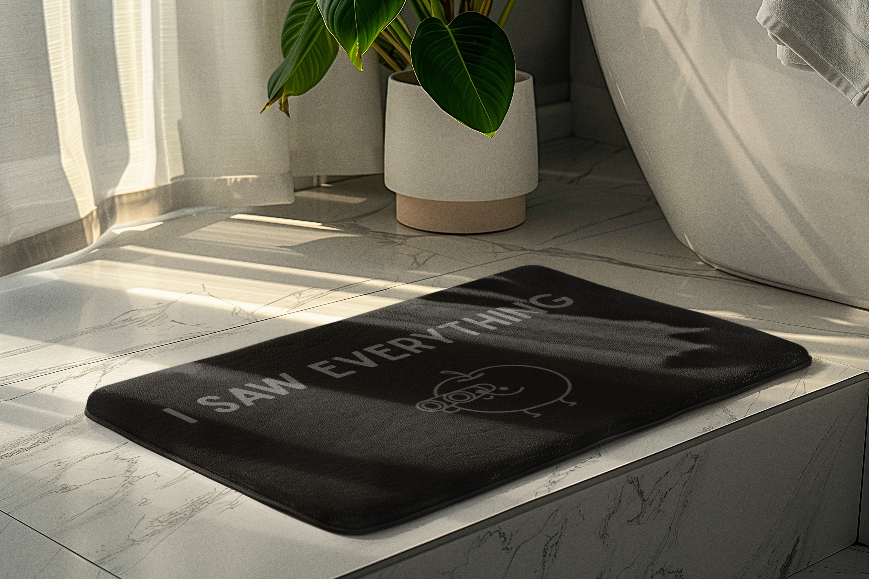 "I Saw Everything" Bath Mat – Funny Cute Bathroom Mat