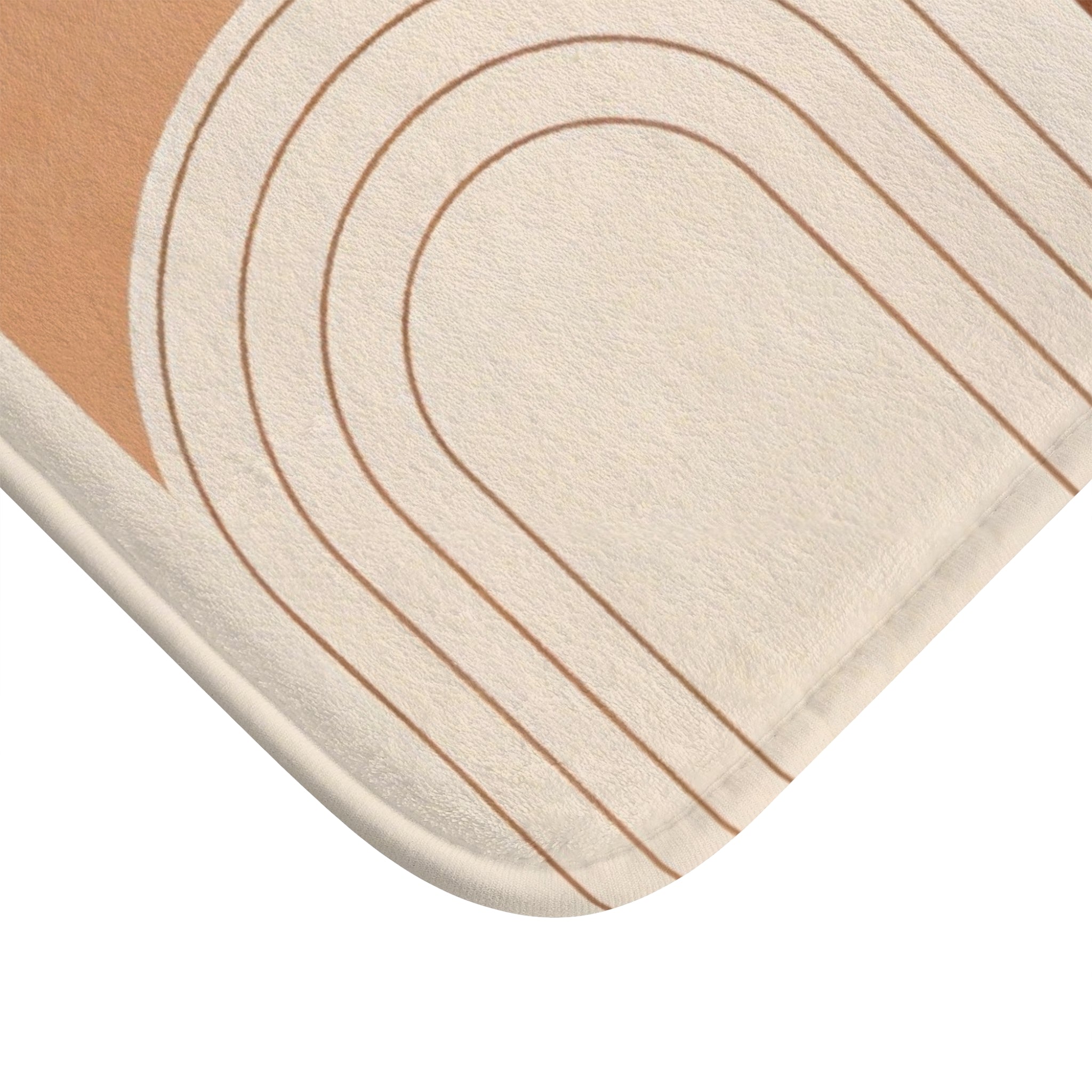 Boho Sun Arch Bath Mat — Neutral Terracotta Abstract Rug for Bathroom
